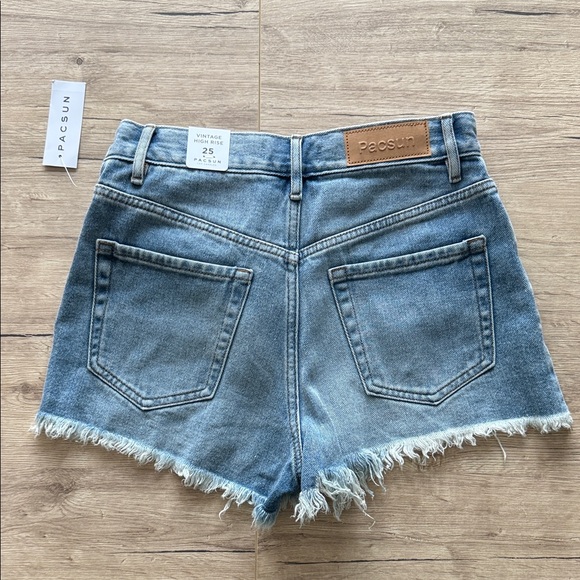 PacSun Light Blue Distressed Jean Shorts - Picture 3 of 13